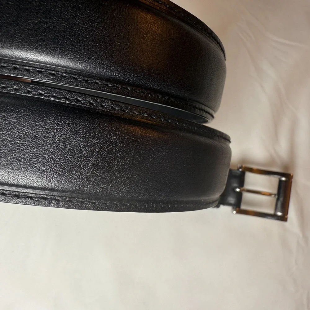 Vintage Lauren Ralph Lauren‎ Mens Leather Belt Black Size 42/105 Embossed Logo